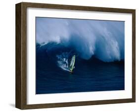 A Windsurfer Riding a Big Wave-null-Framed Photographic Print