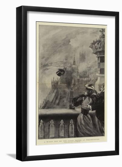 A Windy Day on the Clock Tower at Westminster-Charles Paul Renouard-Framed Giclee Print