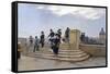 A Windy Day on the Pont Des Arts, Paris-Jean Béraud-Framed Stretched Canvas