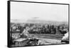 A Winter Aerial View of City - Missoula, MT-Lantern Press-Framed Stretched Canvas