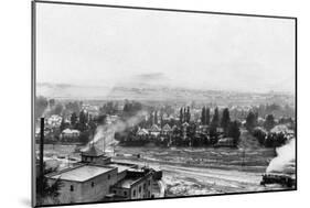 A Winter Aerial View of City - Missoula, MT-Lantern Press-Mounted Premium Giclee Print