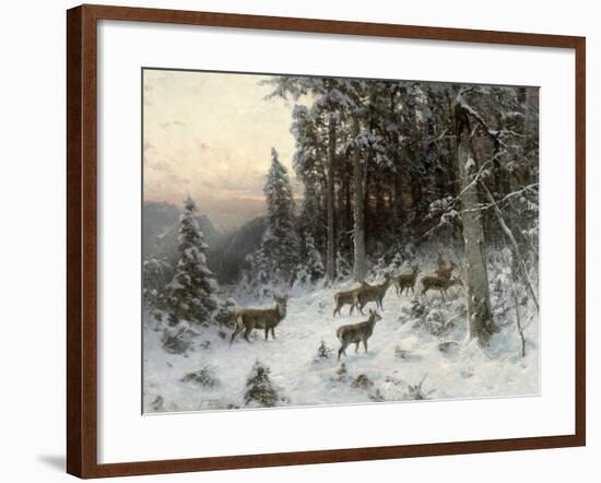 A Winter Evening in the Black Forest, C.1880-German School-Framed Giclee Print