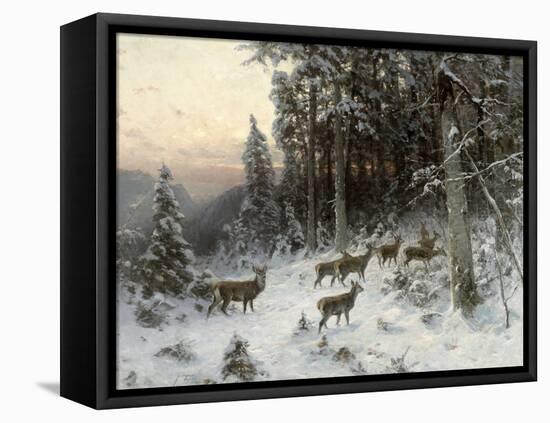 A Winter Evening in the Black Forest, C.1880-German School-Framed Stretched Canvas