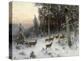 A Winter Evening in the Black Forest, C.1880-German School-Stretched Canvas