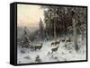 A Winter Evening in the Black Forest, C.1880-German School-Framed Stretched Canvas