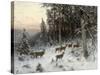 A Winter Evening in the Black Forest, C.1880-German School-Stretched Canvas