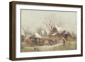 A Winter Farmyard Scene-Thomas Smythe-Framed Giclee Print