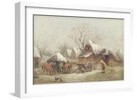 A Winter Farmyard Scene-Thomas Smythe-Framed Giclee Print