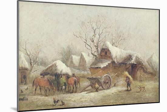 A Winter Farmyard Scene-Thomas Smythe-Mounted Giclee Print