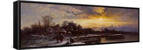 A Winter Landscape, Evening by George Augustus Williams-George Augustus Williams-Framed Stretched Canvas