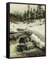 A Winter Landscape with a Mountain Torrent, 1916-Peder Mork Monsted-Framed Stretched Canvas