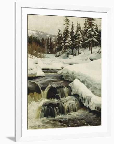 A Winter Landscape with a Mountain Torrent-Peder Mork Monsted-Framed Giclee Print