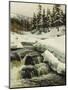 A Winter Landscape with a Mountain Torrent-Peder Mork Monsted-Mounted Premium Giclee Print