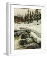 A Winter Landscape with a Mountain Torrent-Peder Mork Monsted-Framed Giclee Print