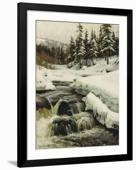 A Winter Landscape with a Mountain Torrent-Peder Mork Monsted-Framed Premium Giclee Print