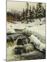 A Winter Landscape with a Mountain Torrent-Peder Mork Monsted-Mounted Giclee Print