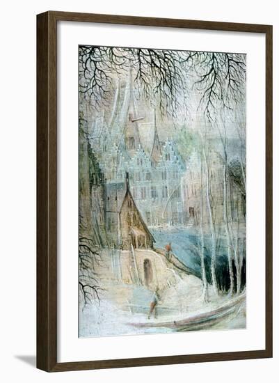 A Winter Landscape with a Woodcutter, (Detail), C1606-1656-Gysbrecht Leytens-Framed Giclee Print