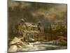 A Winter Landscape with Buildings by a Footbridge-Herri Met De Bles-Mounted Giclee Print