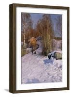 A Winter Landscape with Children Sledging-Peder Mork Monsted-Framed Giclee Print