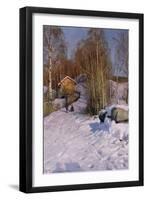 A Winter Landscape with Children Sledging-Peder Mork Monsted-Framed Giclee Print