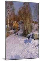 A Winter Landscape with Children Sledging-Peder Mork Monsted-Mounted Giclee Print