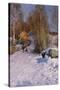 A Winter Landscape with Children Sledging-Peder Mork Monsted-Stretched Canvas