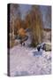 A Winter Landscape with Children Sledging-Peder Mork Monsted-Stretched Canvas