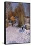 A Winter Landscape with Children Sledging-Peder Mork Monsted-Framed Stretched Canvas