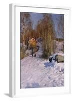 A Winter Landscape with Children Sledging-Peder Mork Monsted-Framed Giclee Print