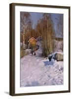 A Winter Landscape with Children Sledging-Peder Mork Monsted-Framed Giclee Print