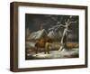 A Winter Landscape with Figures and their Sheep on a Track (Oil on Panel)-George Morland-Framed Giclee Print