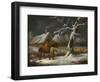 A Winter Landscape with Figures and their Sheep on a Track (Oil on Panel)-George Morland-Framed Giclee Print