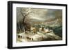 A Winter Landscape, with Figures on a Road by a Village-Joos or Josse de, The Younger Momper-Framed Giclee Print