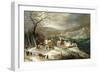A Winter Landscape, with Figures on a Road by a Village-Joos or Josse de, The Younger Momper-Framed Giclee Print