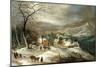 A Winter Landscape, with Figures on a Road by a Village-Joos or Josse de, The Younger Momper-Mounted Giclee Print