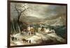 A Winter Landscape, with Figures on a Road by a Village-Joos or Josse de, The Younger Momper-Framed Giclee Print