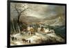 A Winter Landscape, with Figures on a Road by a Village-Joos or Josse de, The Younger Momper-Framed Giclee Print