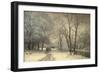 A Winter Landscape with Horses and Carts by a River, 1882-Anders Andersen-Lundby-Framed Giclee Print