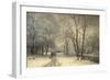 A Winter Landscape with Horses and Carts by a River, 1882-Anders Andersen-Lundby-Framed Giclee Print