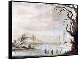 A Winter Landscape with Ice Skaters, C1606-1643-Gysbrecht Leytens-Framed Stretched Canvas