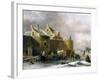 A Winter Landscape with Numerous Figures on a Frozen River Outside the Town Walls-Claes Molenaer-Framed Giclee Print