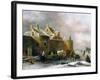 A Winter Landscape with Numerous Figures on a Frozen River Outside the Town Walls-Claes Molenaer-Framed Giclee Print