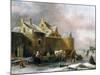 A Winter Landscape with Numerous Figures on a Frozen River Outside the Town Walls-Claes Molenaer-Mounted Giclee Print