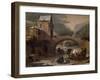 A Winter Landscape with Peasants and Horses on a Frozen Canal by a Fortified Bridge-Nicolaes Pietersz. Berchem-Framed Giclee Print