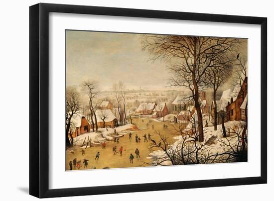 A Winter Landscape with Skaters and a Bird Trap-Pieter Bruegel the Elder-Framed Giclee Print