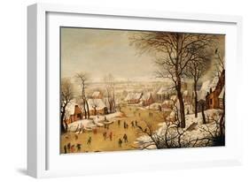 A Winter Landscape with Skaters and a Bird Trap-Pieter Bruegel the Elder-Framed Giclee Print