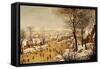 A Winter Landscape with Skaters and a Bird Trap-Pieter Bruegel the Elder-Framed Stretched Canvas