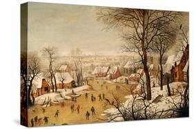 A Winter Landscape with Skaters and a Bird Trap-Pieter Bruegel the Elder-Stretched Canvas