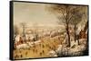 A Winter Landscape with Skaters and a Bird Trap-Pieter Bruegel the Elder-Framed Stretched Canvas