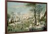 A Winter Landscape with Skaters and a Bird Trap-Pieter Brueghel the Younger-Framed Art Print